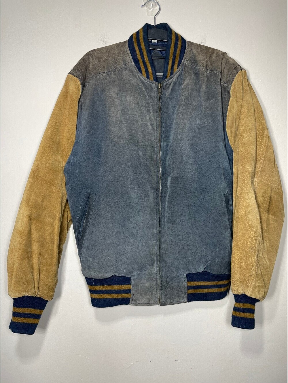 VTG Suede Bomber Jacket Sun Faded Varsity Archive Indie S